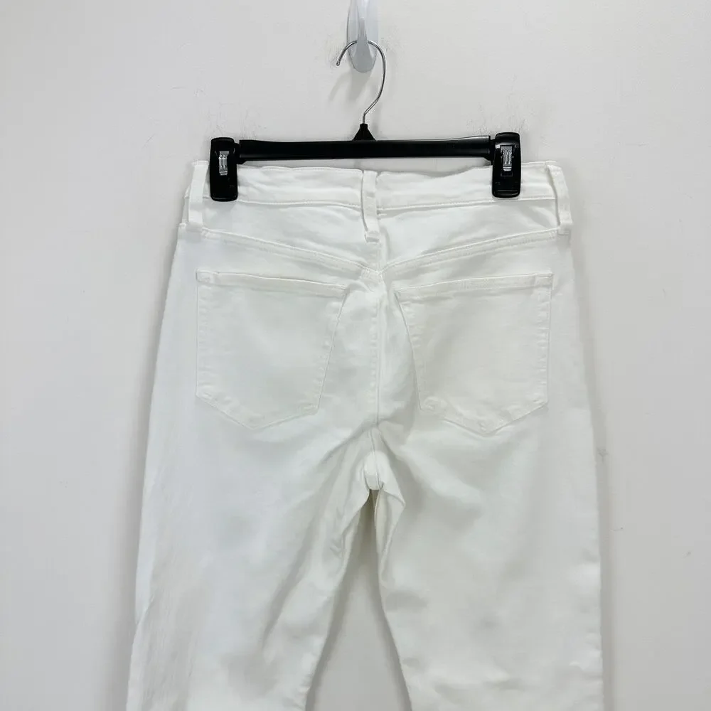J.Crew Flare Crop White Jean Signature Stretch Denim Mid Rise Womens US 28